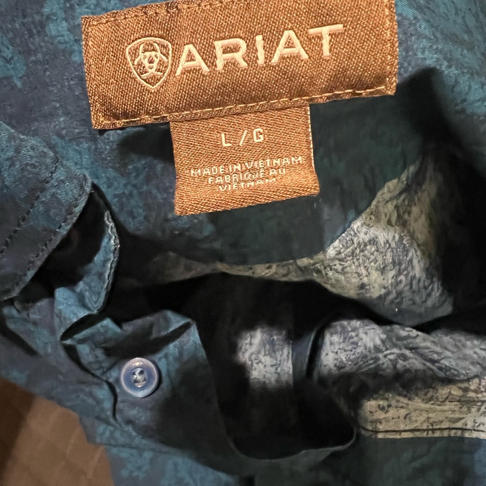 Ariat Men's Teal Casual Button Down Shirt - Picture 2 of 3